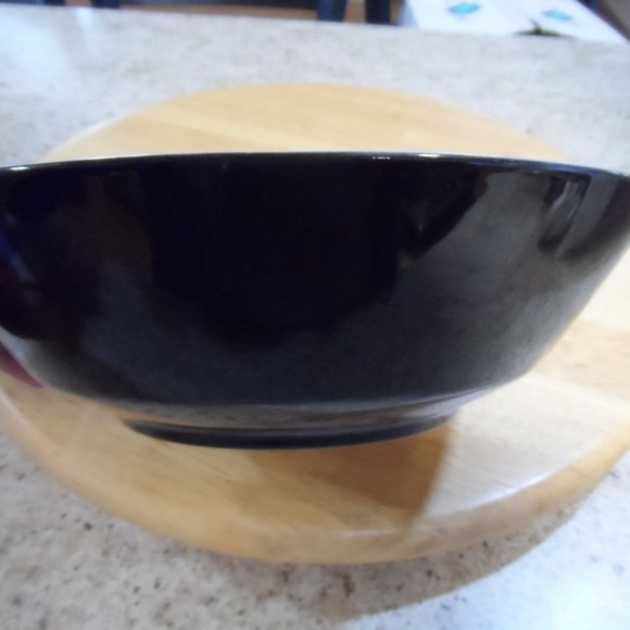MCM Vintage Meteor China 9" serving bowl - Black white, flowers. Made in Japan - Picture 4 of 5